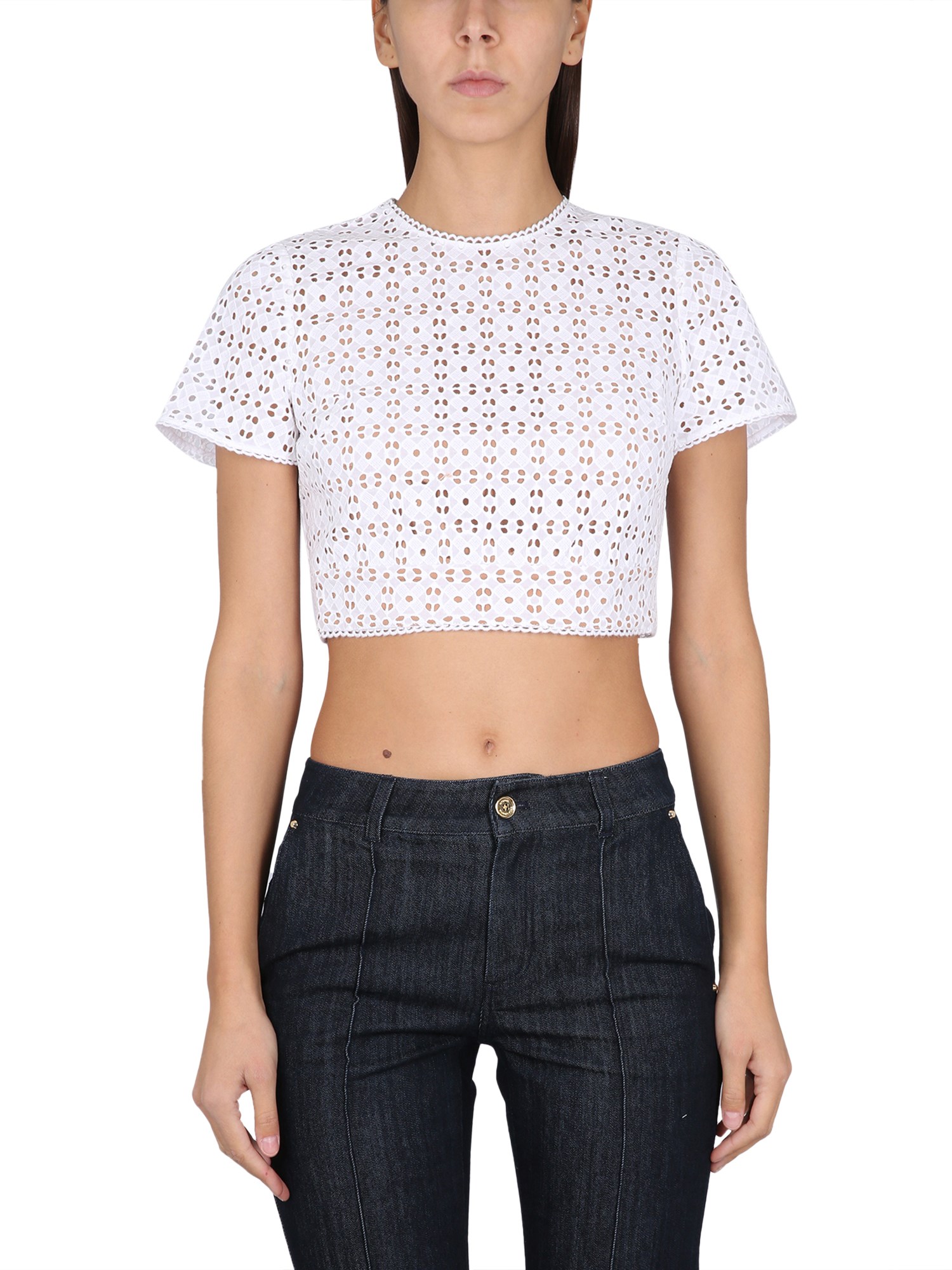Shop Michael Michael Kors Top Cropped In White