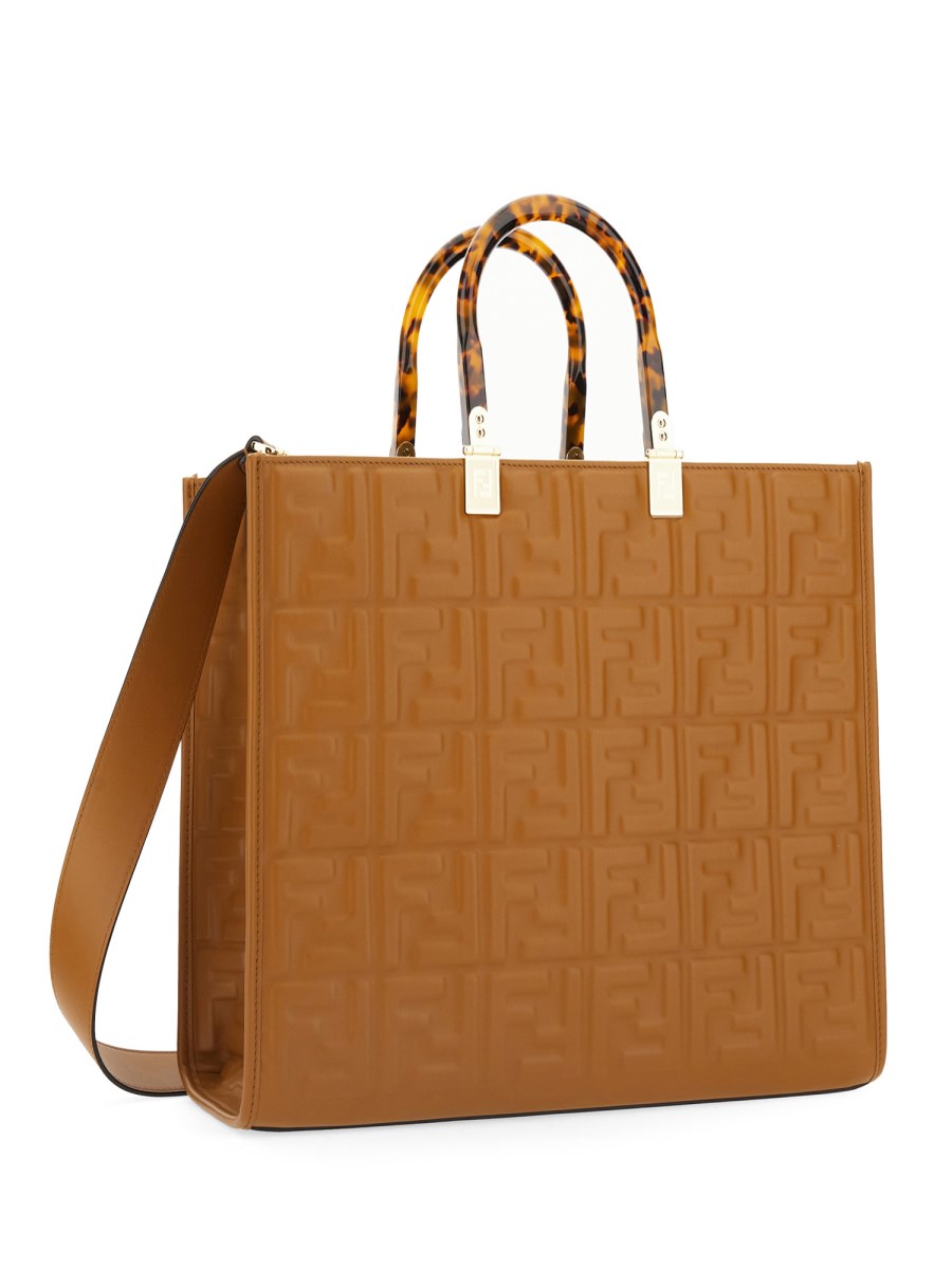 FENDI SUNSHINE MEDIUM LEATHER SHOPPER BAG WITH FF PATTERN