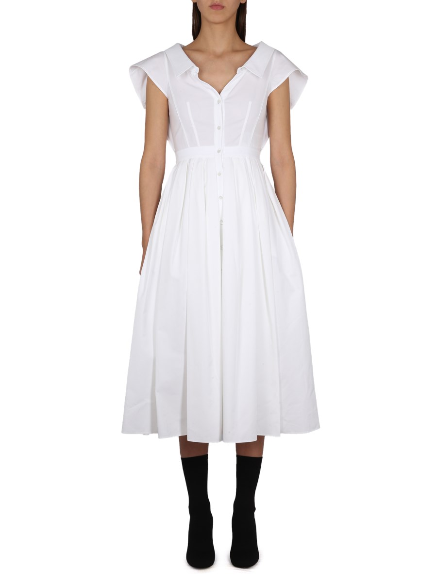 alexander mcqueen cotton dress McQueen Gathered Shirt Dress - Blue - Women