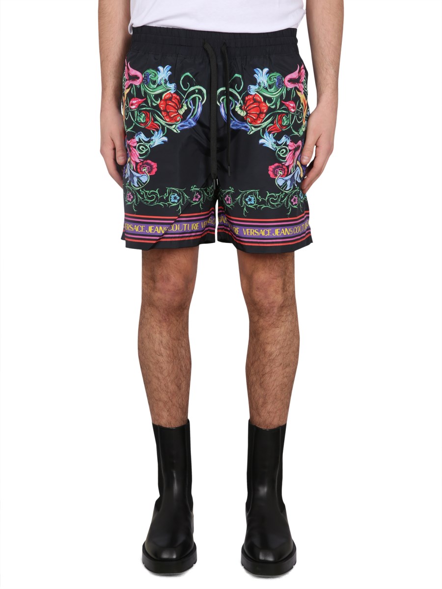 VERSACE JEANS COUTURE TECHNICAL FABRIC BERMUDA SHORTS WITH LOGO