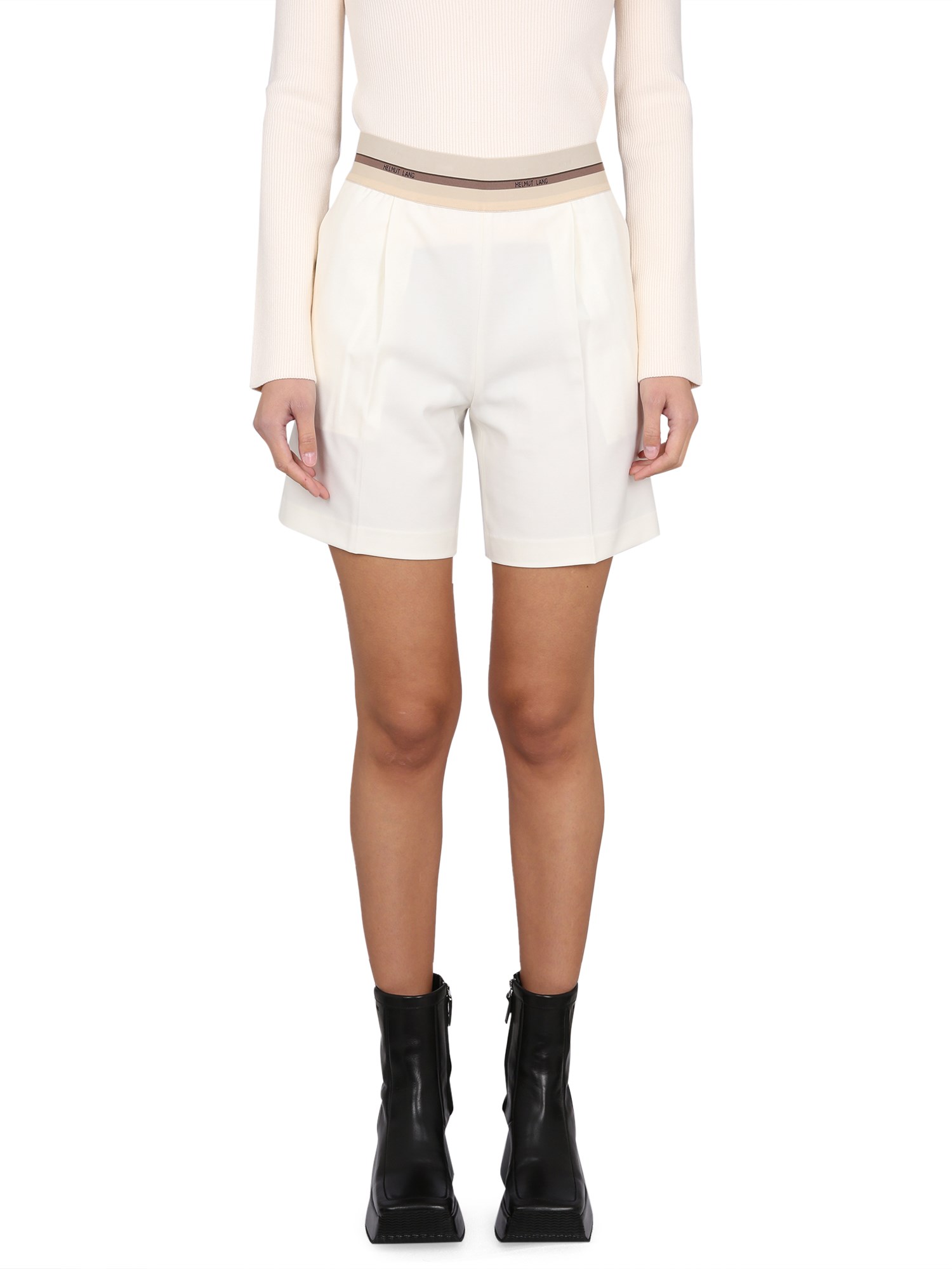 Shop Helmut Lang Shorts With Logo Band In White