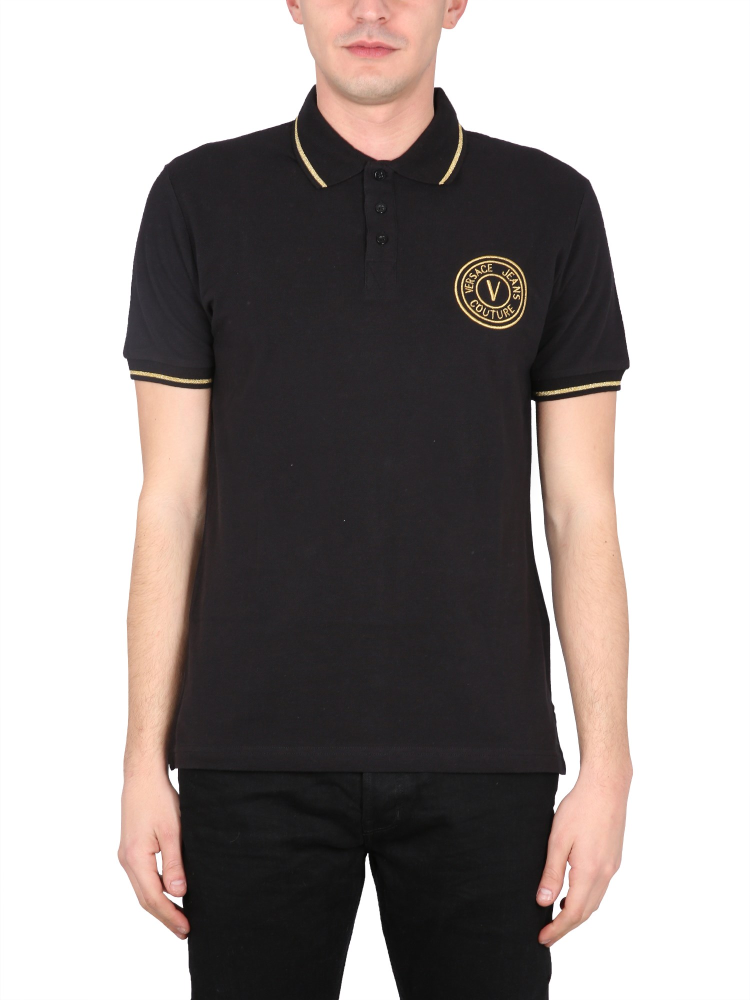 VERSACE JEANS COUTURE COTTON PIQUE POLO