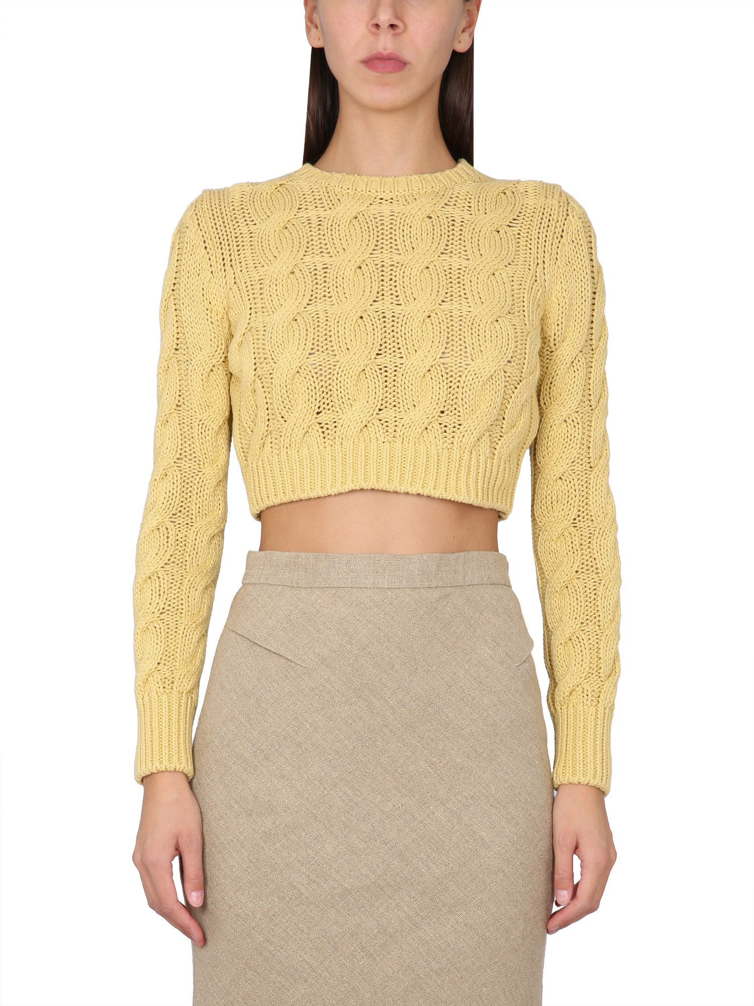 Max Mara Cropped Jersey Sphinx In Yellow