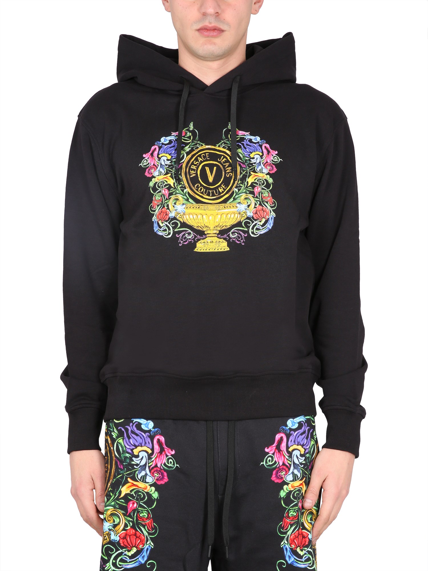 Versace Jeans Couture Sweatshirt With Logo Print In Black