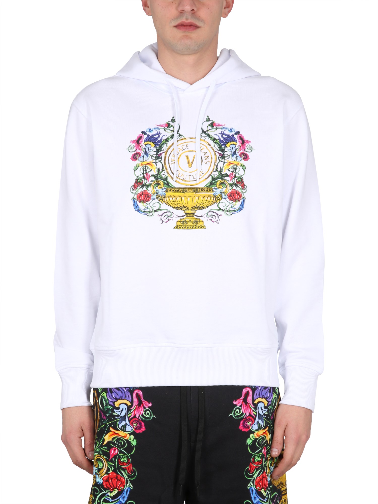 Versace Jeans Couture Sweatshirt With Logo Print In White