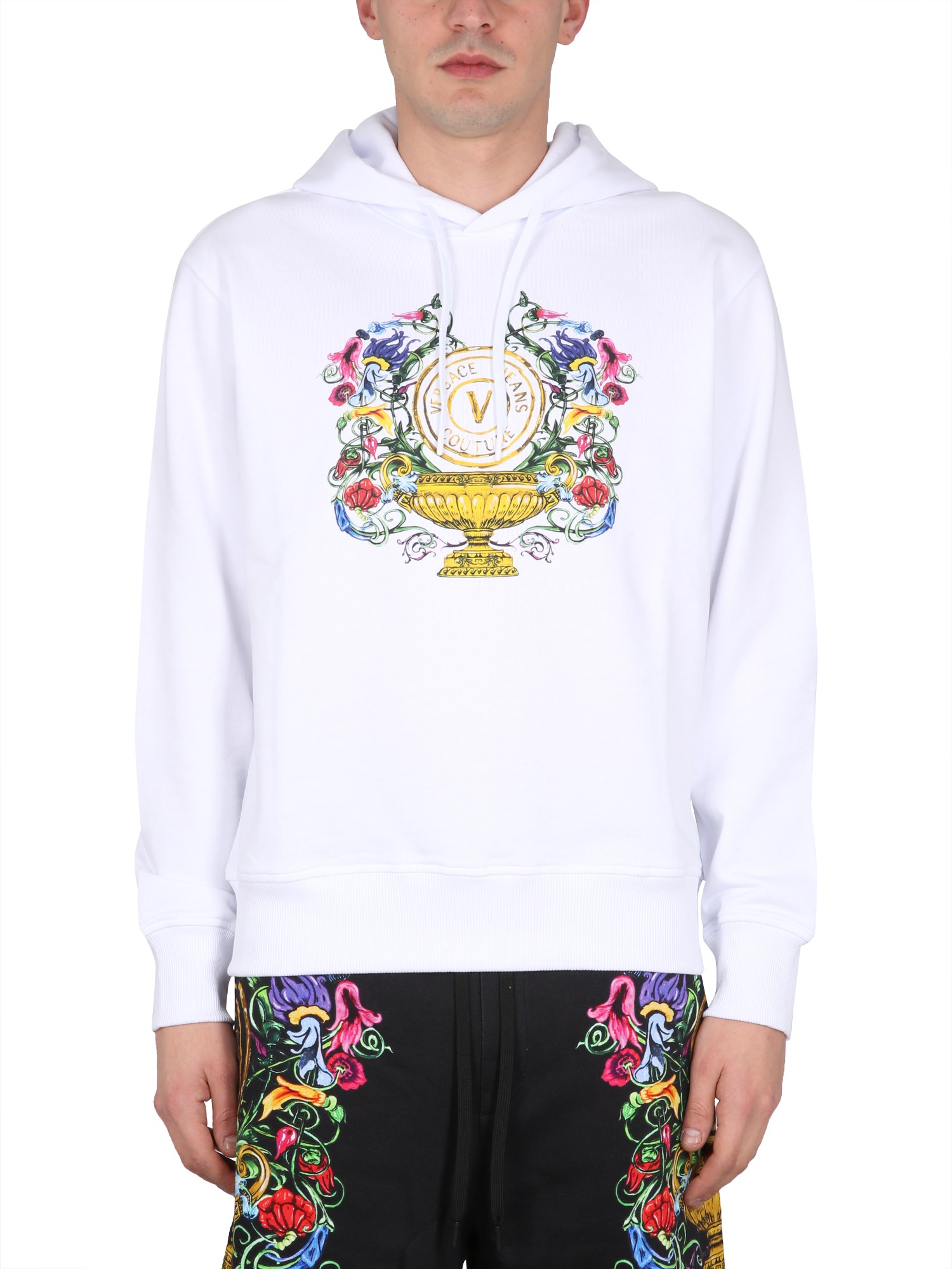 Versace Jeans Couture Men's Sweatshirt With Logo Print In White