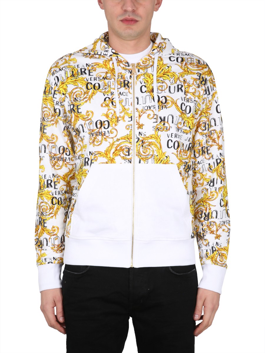 VERSACE JEANS COUTURE - COTTON BAROQUE PRINT HOODIE - Eleonora Bonucci