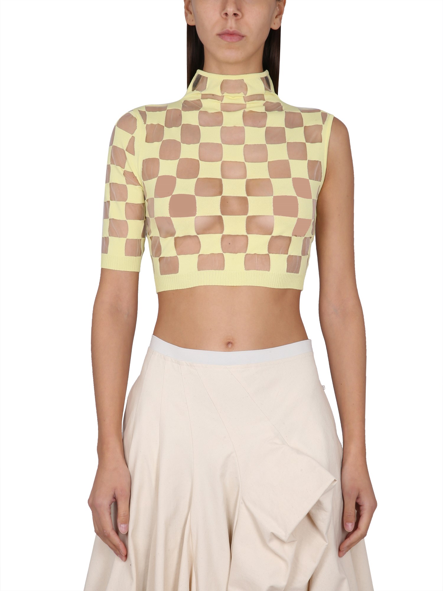 Shop Max Mara Asymmetrical Top In Yellow