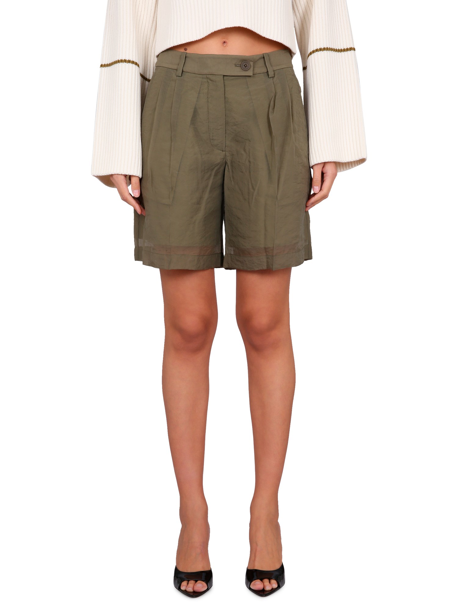 Helmut Lang Short Transparent In Military Green