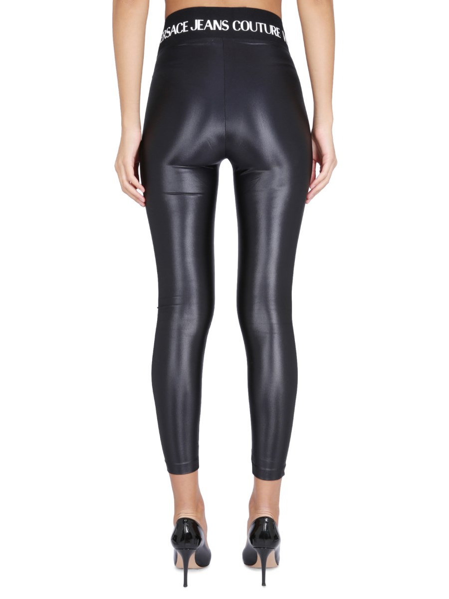 Lycra Satin Cinz Print Logo Couture Leggings by Versace Jeans Couture  Online, THE ICONIC