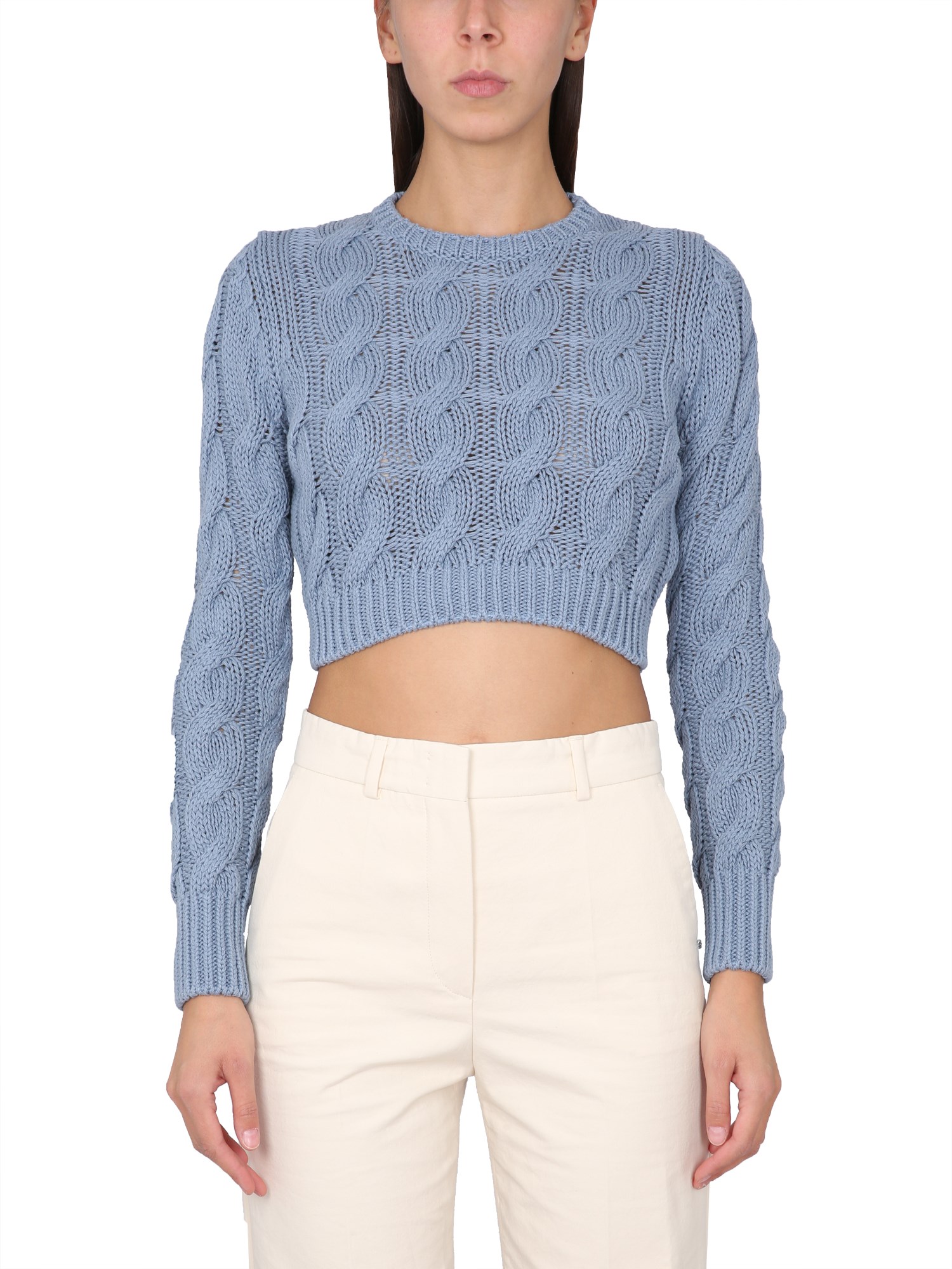 Max Mara Cropped Jersey Sphinx In Azure