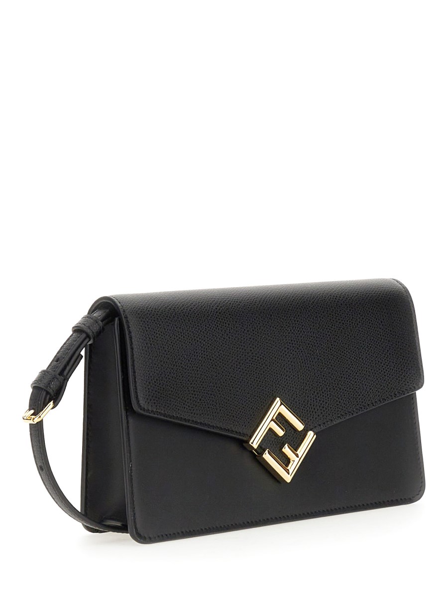 Fendi Ff Diamonds Wallet On Chain in Black