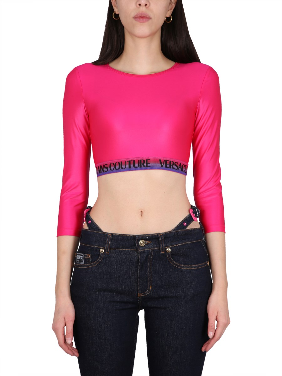 VERSACE JEANS COUTURE CROPPED TOP CON BANDA LOGO