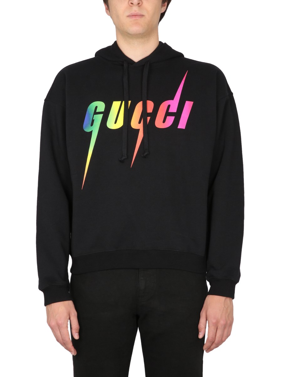 GUCCI - COTTON SWEATSHIRT WITH GUCCI BLADE PRINT - Eleonora Bonucci