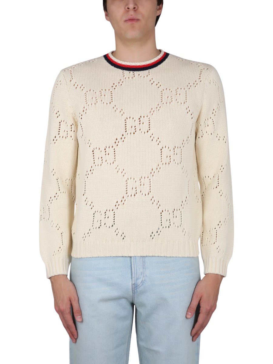 GUCCI GG PERFORATED COTTON SWEATER Eleonora Bonucci