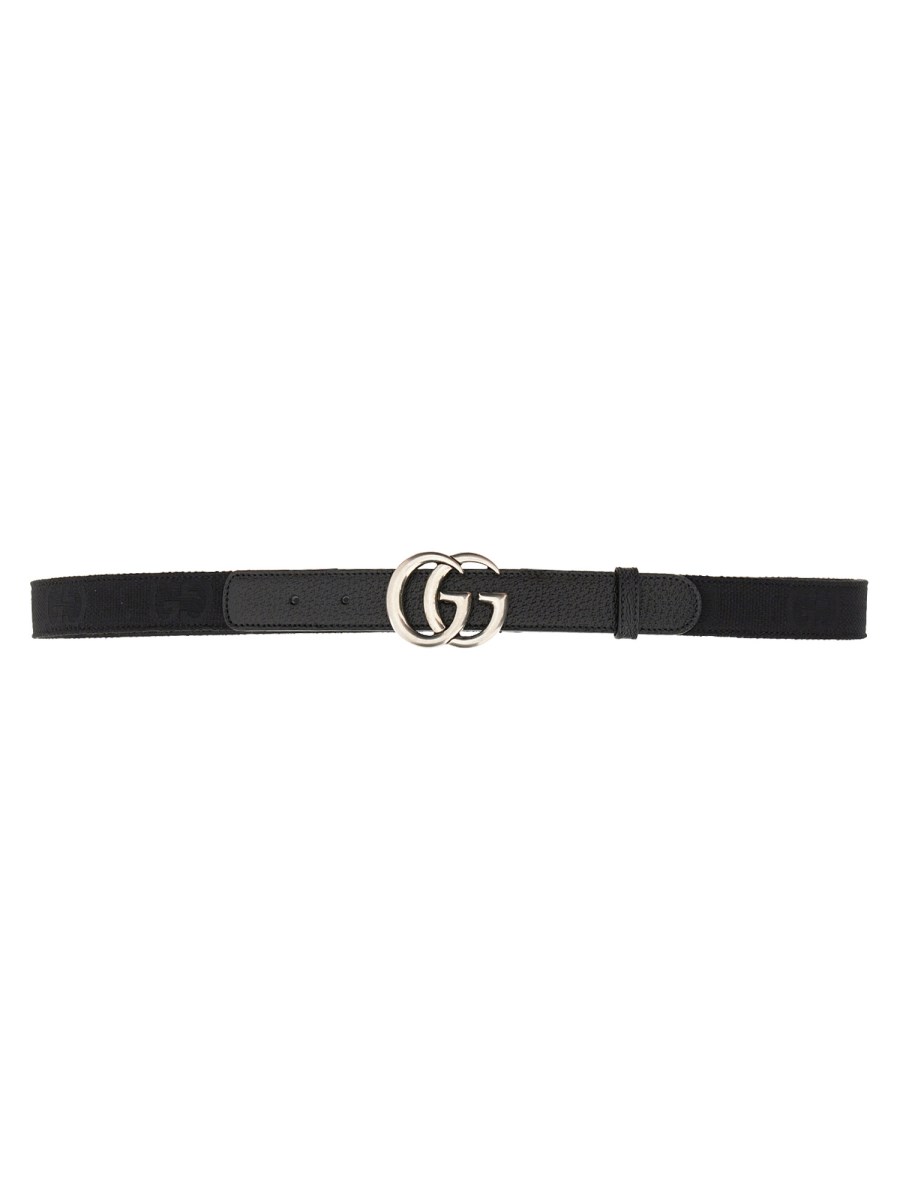 GG Marmont leather belt with shiny buckle