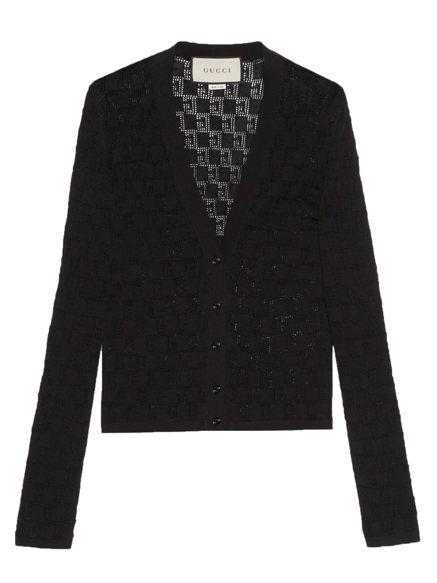 GUCCI - SILK AND COTTON CARDIGAN WITH GG PATTERN - Eleonora Bonucci