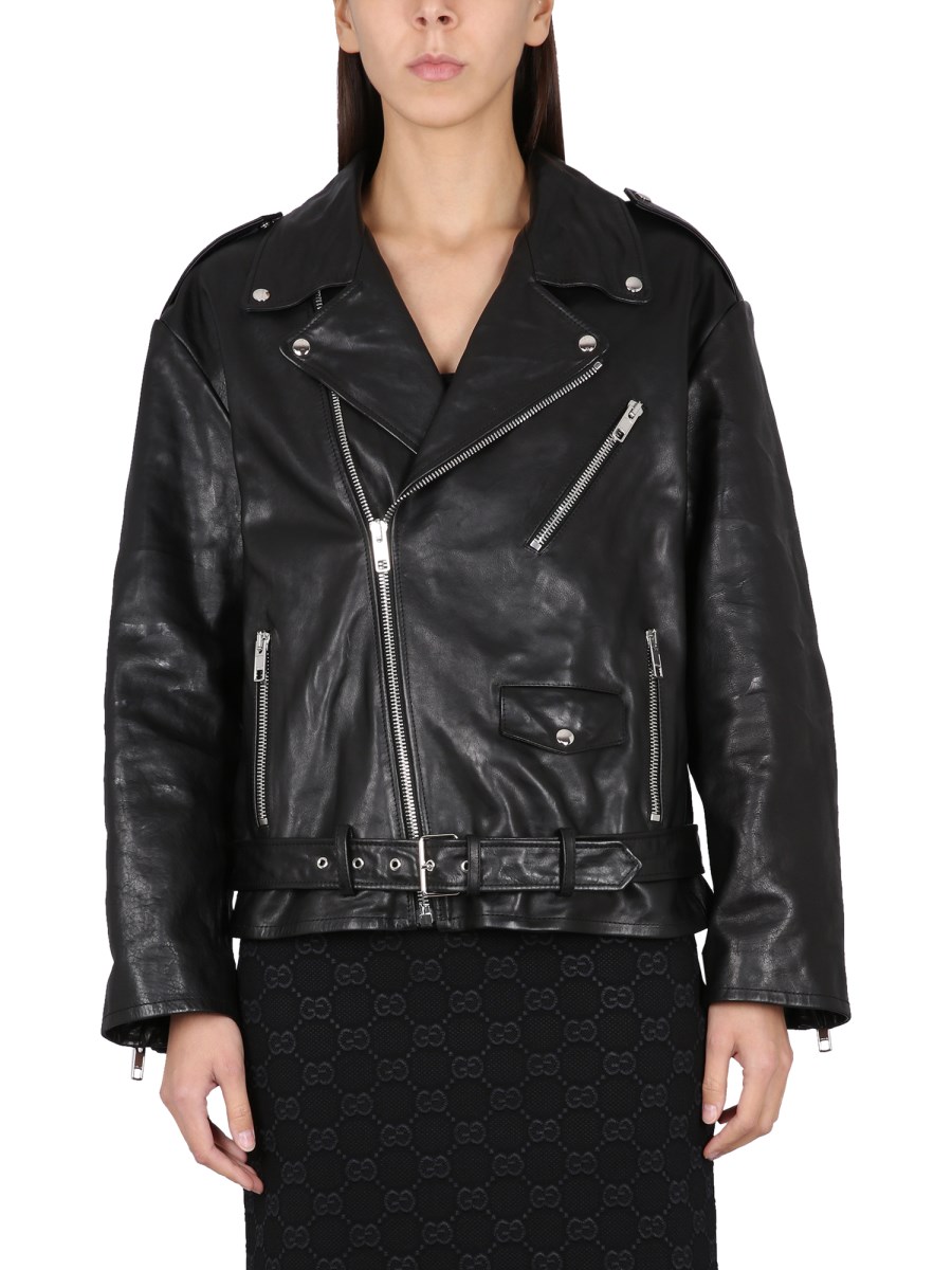 Gucci leather 2025 biker jacket