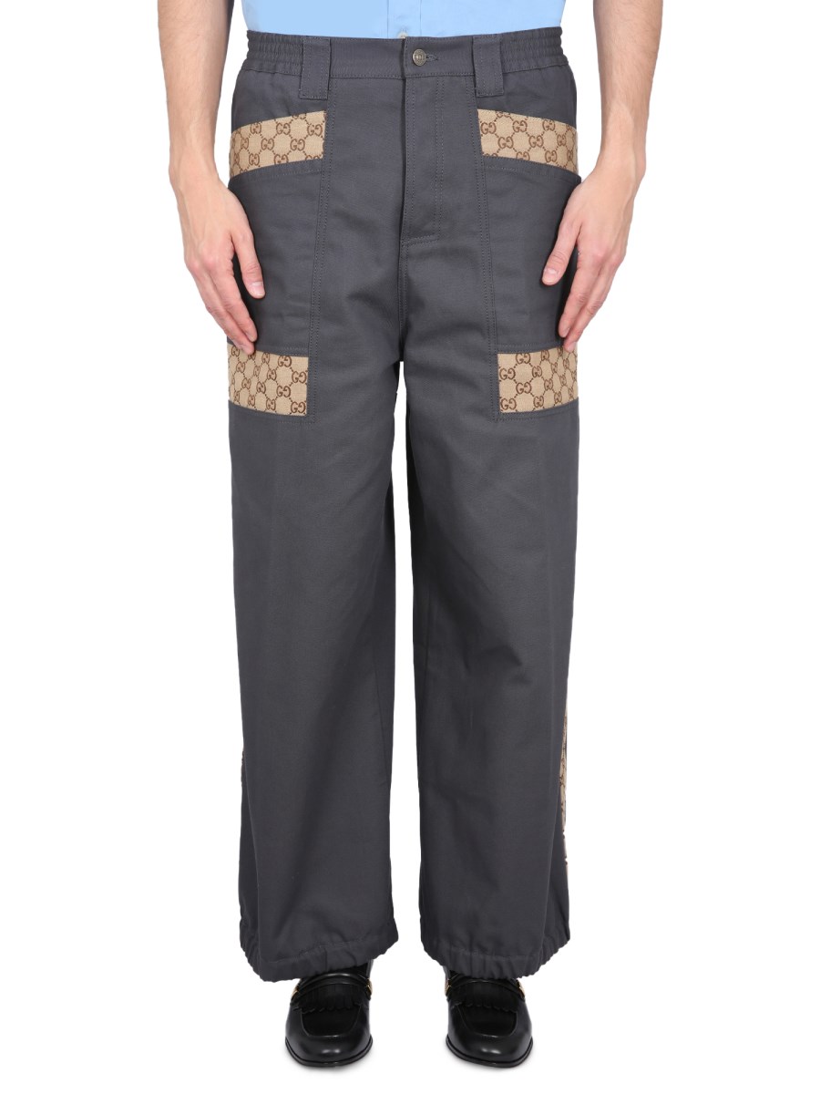 PANTALONE IN TESSUTO DI COTONE CON INSERTI GG