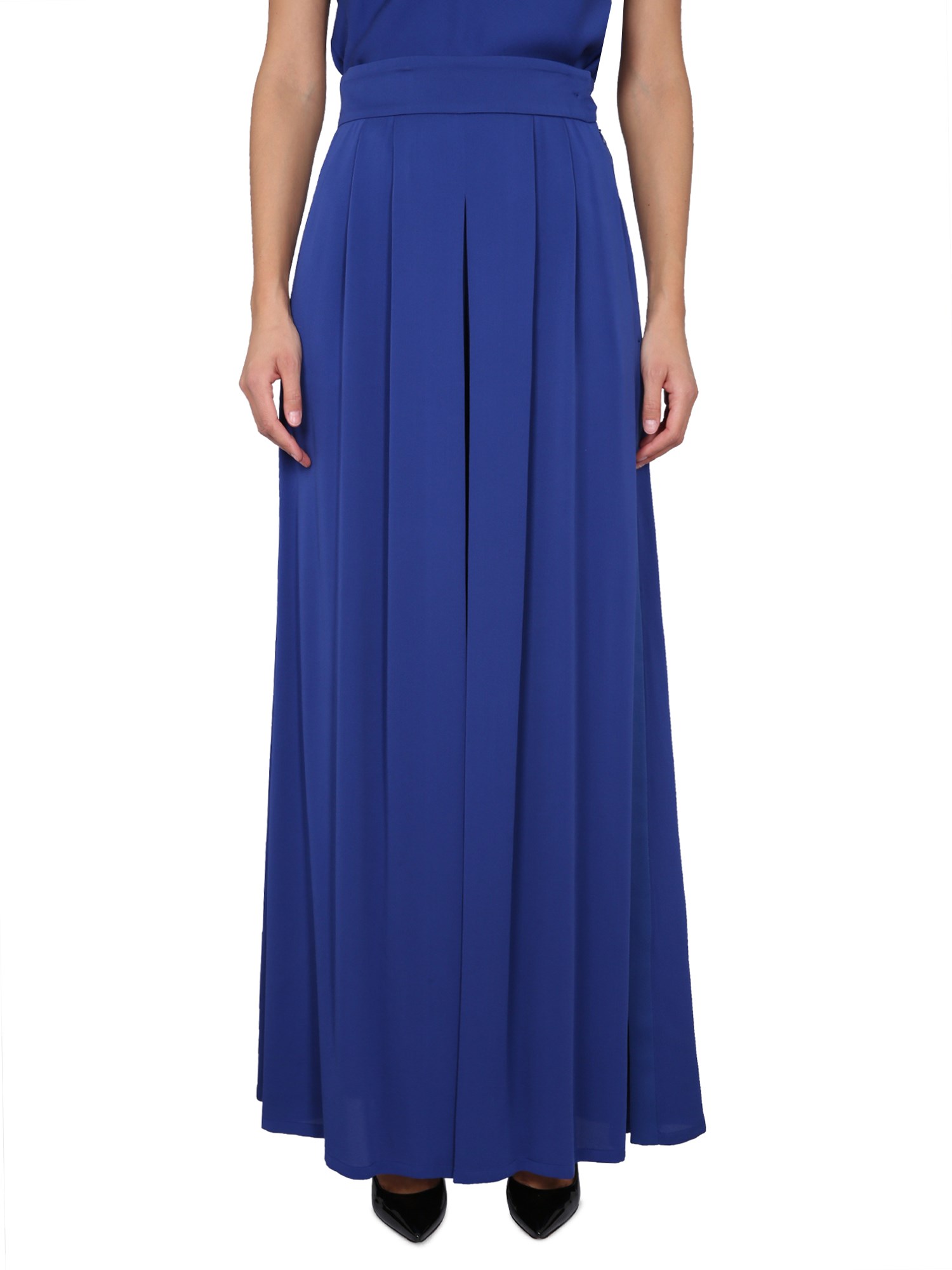 Max Mara Wide Silk Tuxedo Trousers In Blue