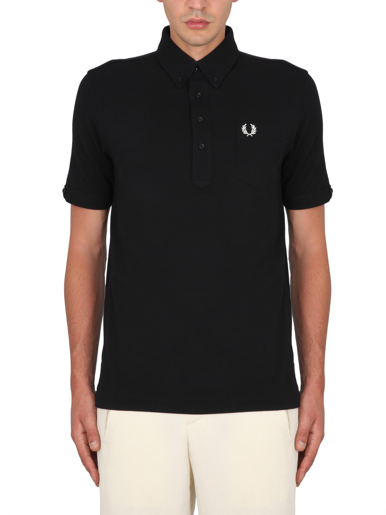 Fred Perry Polo With Logo Embroidery In Black