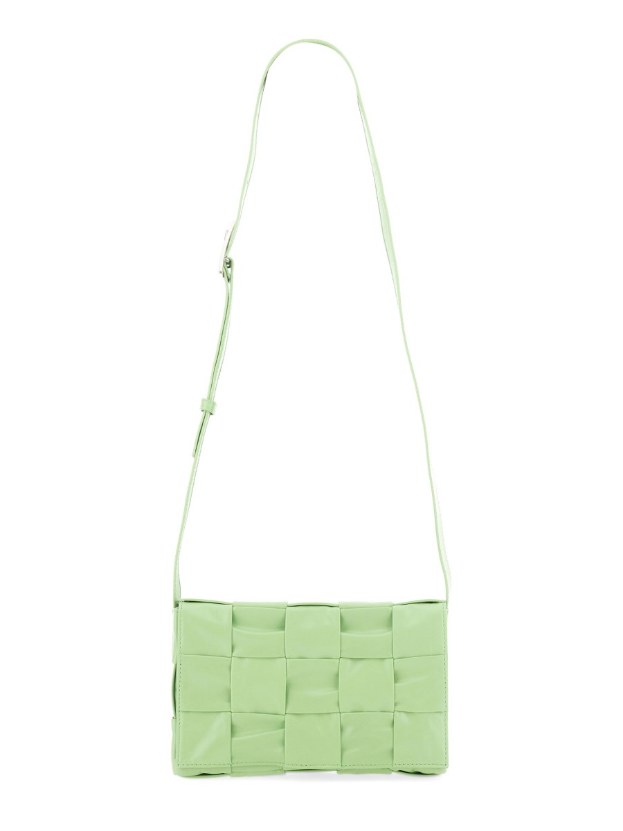 Cassette Mini Leather Crossbody Bag in Green - Bottega Veneta