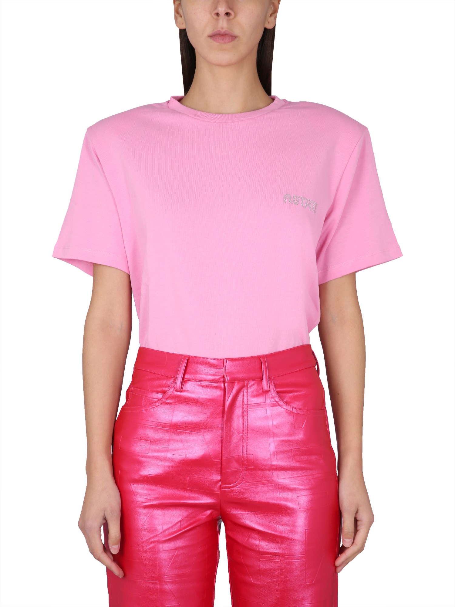 Shop Rotate Birger Christensen T-shirt With Logo In Pink