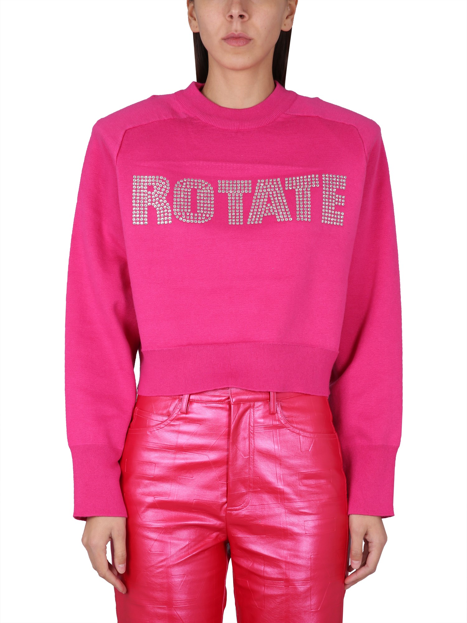 Shop Rotate Birger Christensen Sweatshirt With Logo In Fuchsia