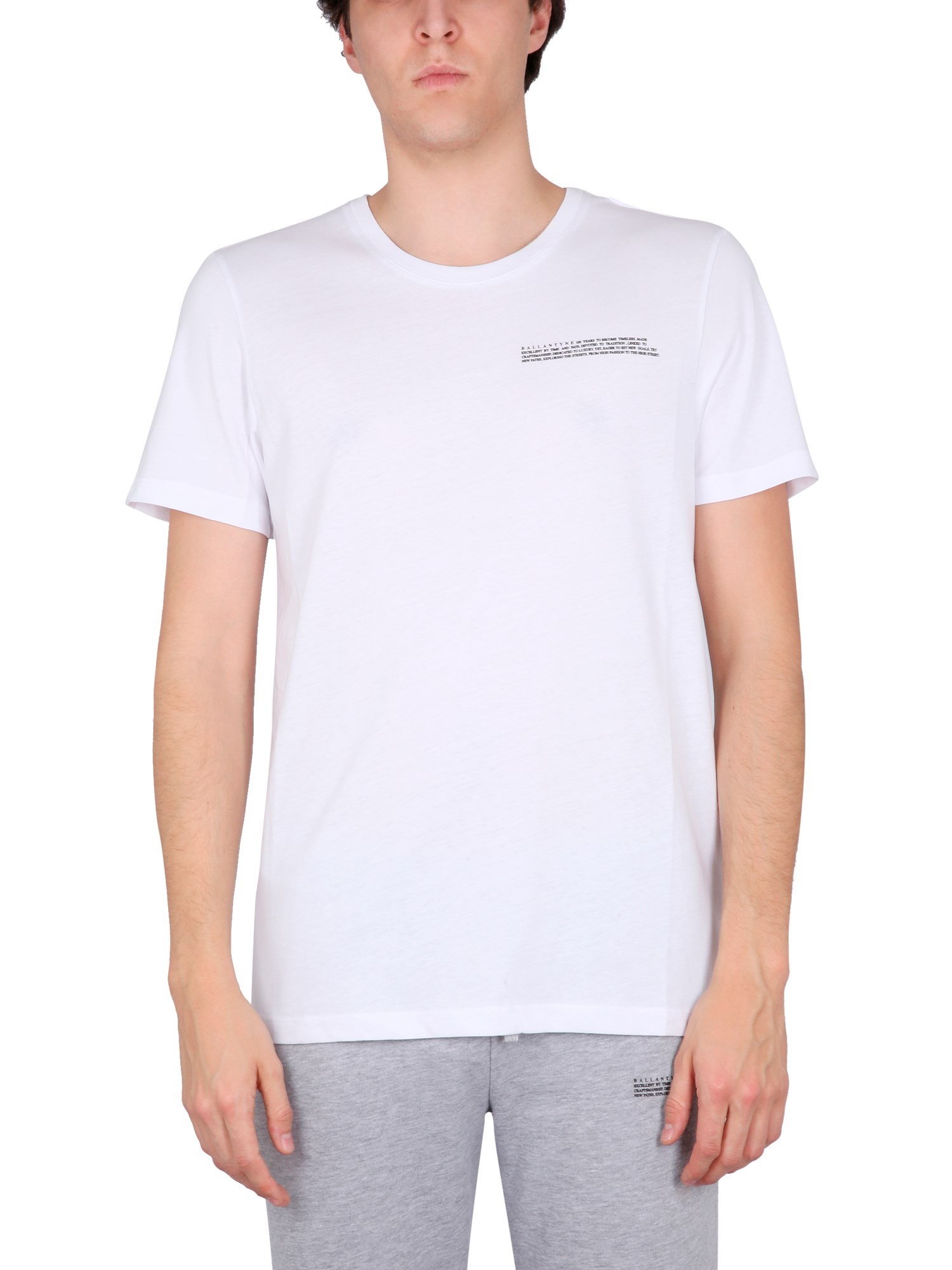Shop Ballantyne Jersey Crew Neck T-shirt In White