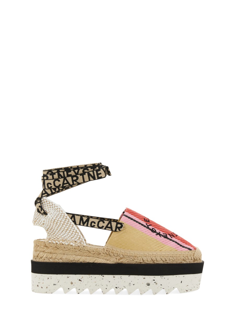 STELLA McCARTNEY GAIA ESPADRILLE WITH STRIPED RAFFIA WEDGE