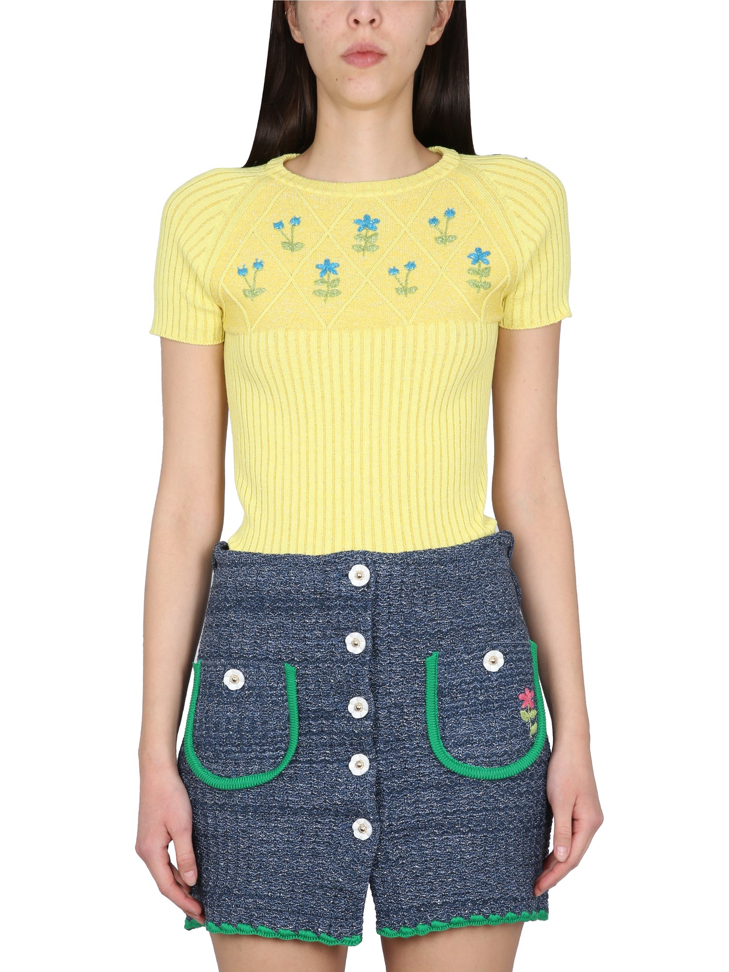 Shop Cormio Jersey With Embroidery In Yellow