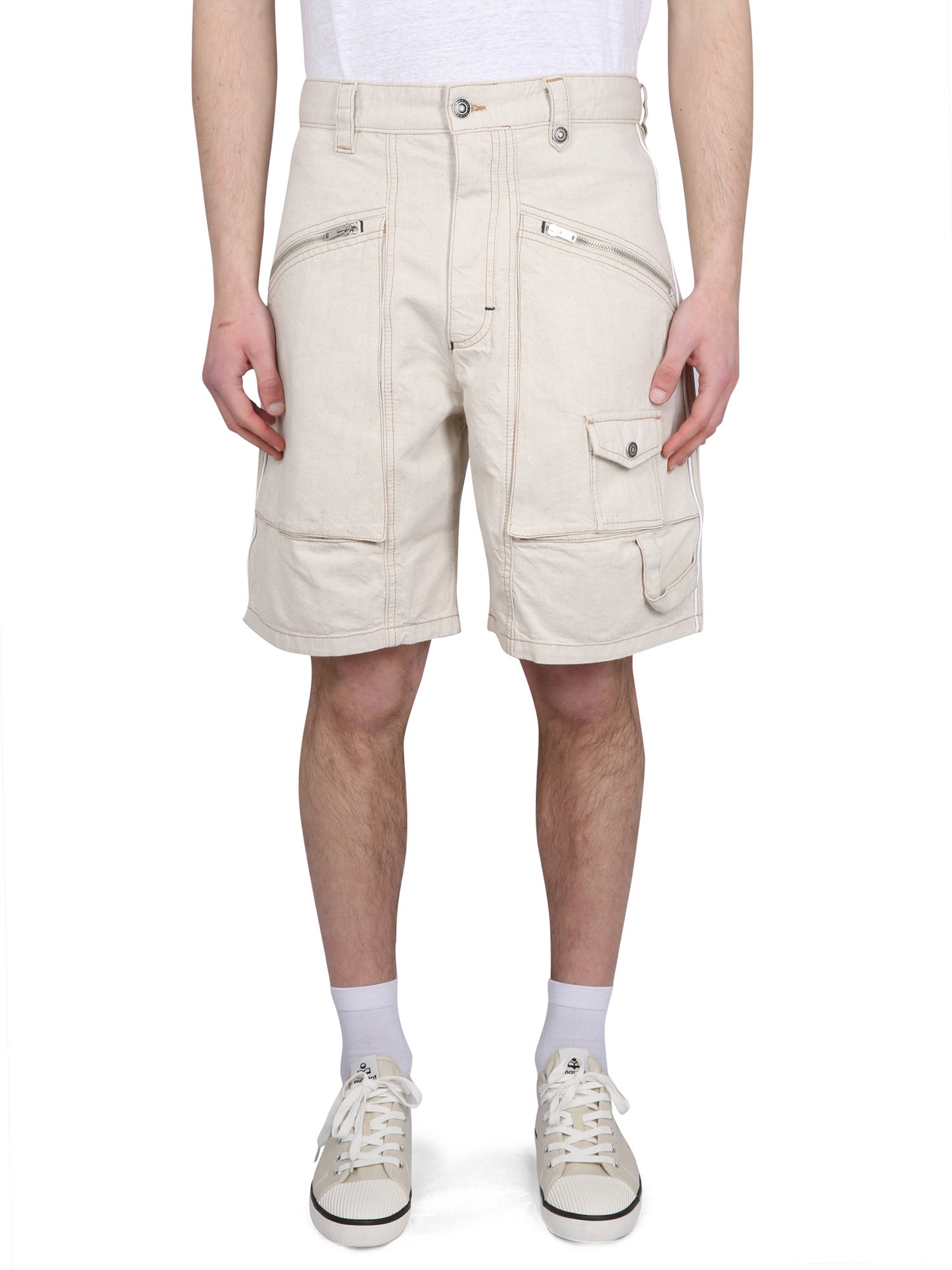 Marant Peio Denim Bermuda Shorts In Neutrals