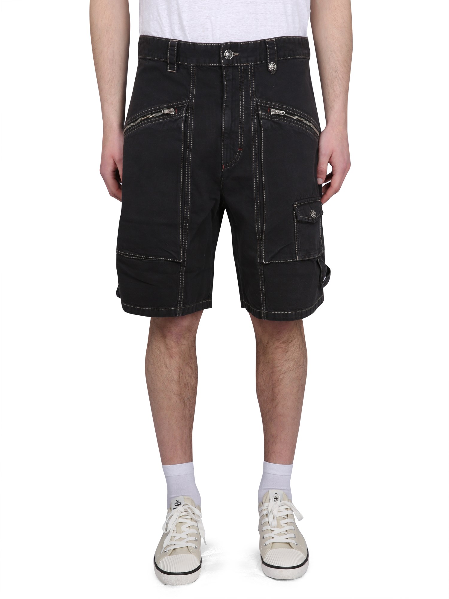 Marant Peio Denim Bermuda Shorts In Black