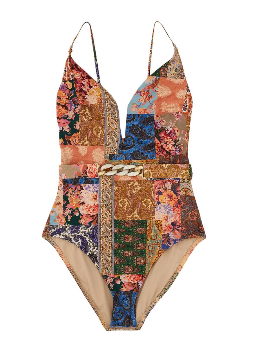 ZIMMERMANN - ONE PIECE SWIMSUIT DEVI PLUNGE V WIRE WITH PAISLEY