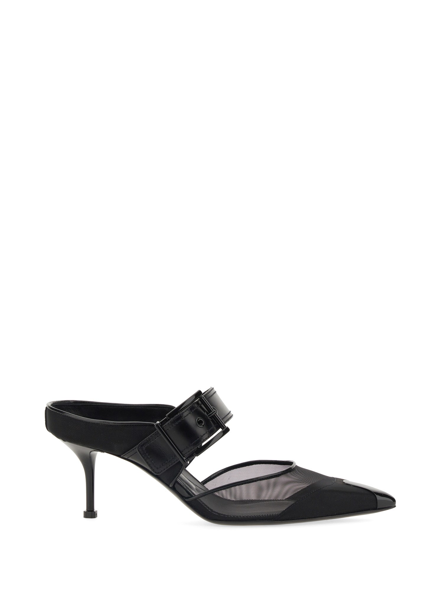 Shop Alexander Mcqueen Punk Sandal With Buckle In Black