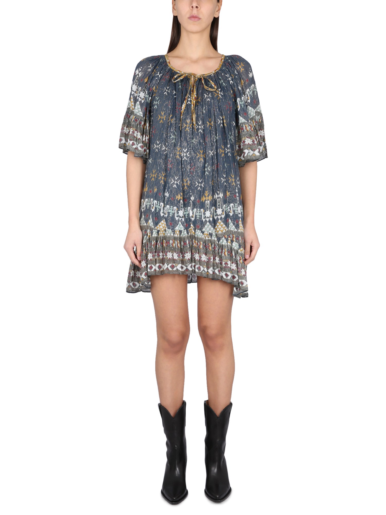 Marant Etoile Graphic-print Cotton Dress In Multicolour