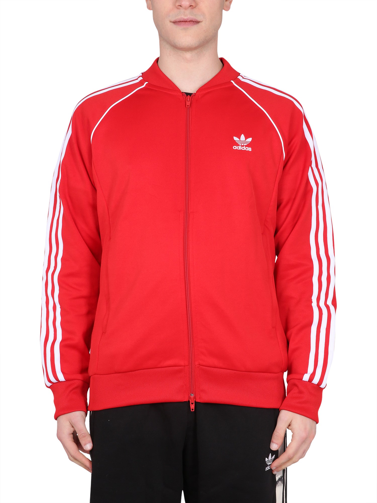 Shop Adidas Originals Zip Sweatshirt. In Red