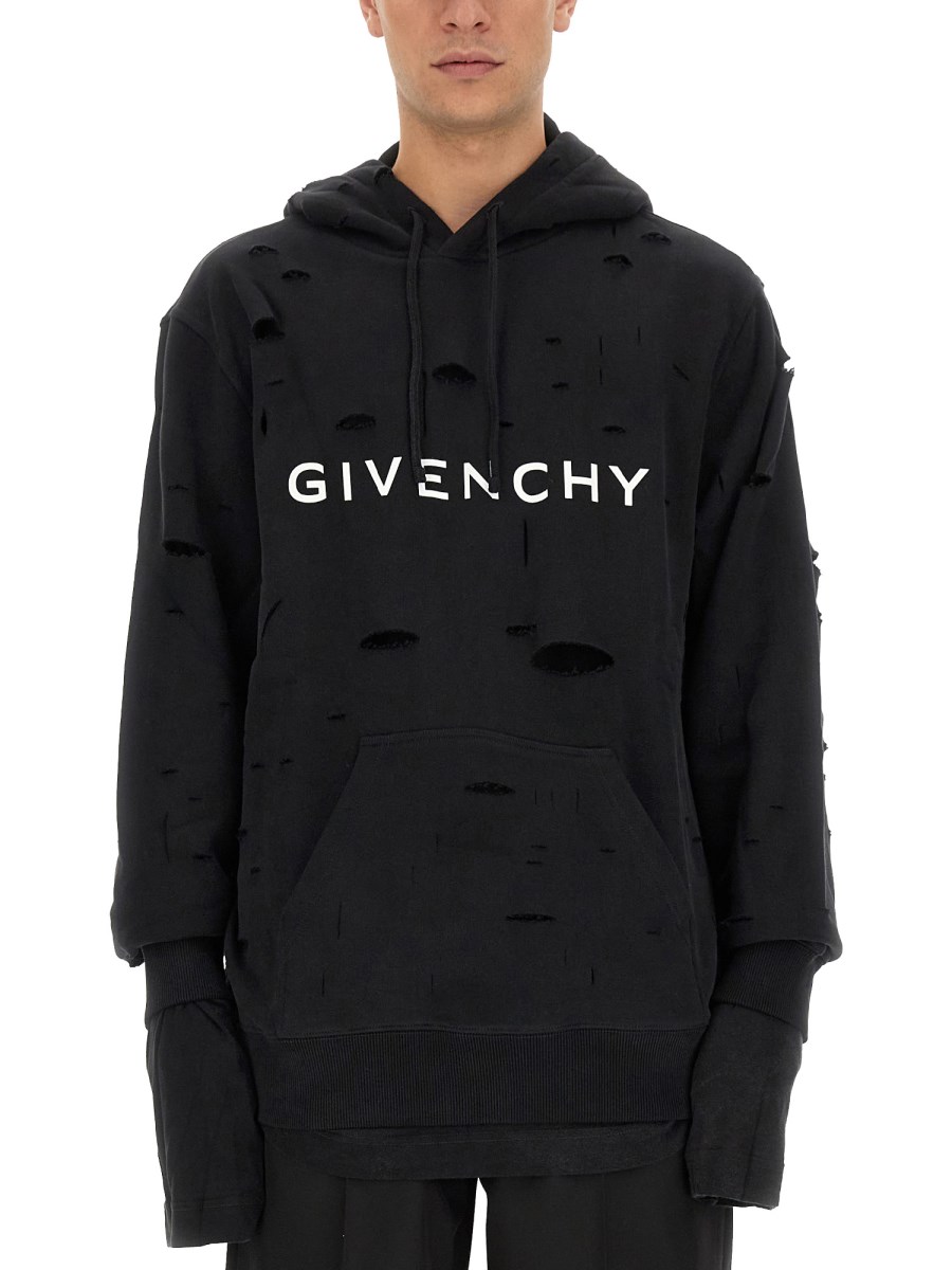 GIVENCHY RIPPED EFFECT COTTON SWEATSHIRT WITH LOGO Eleonora Bonucci