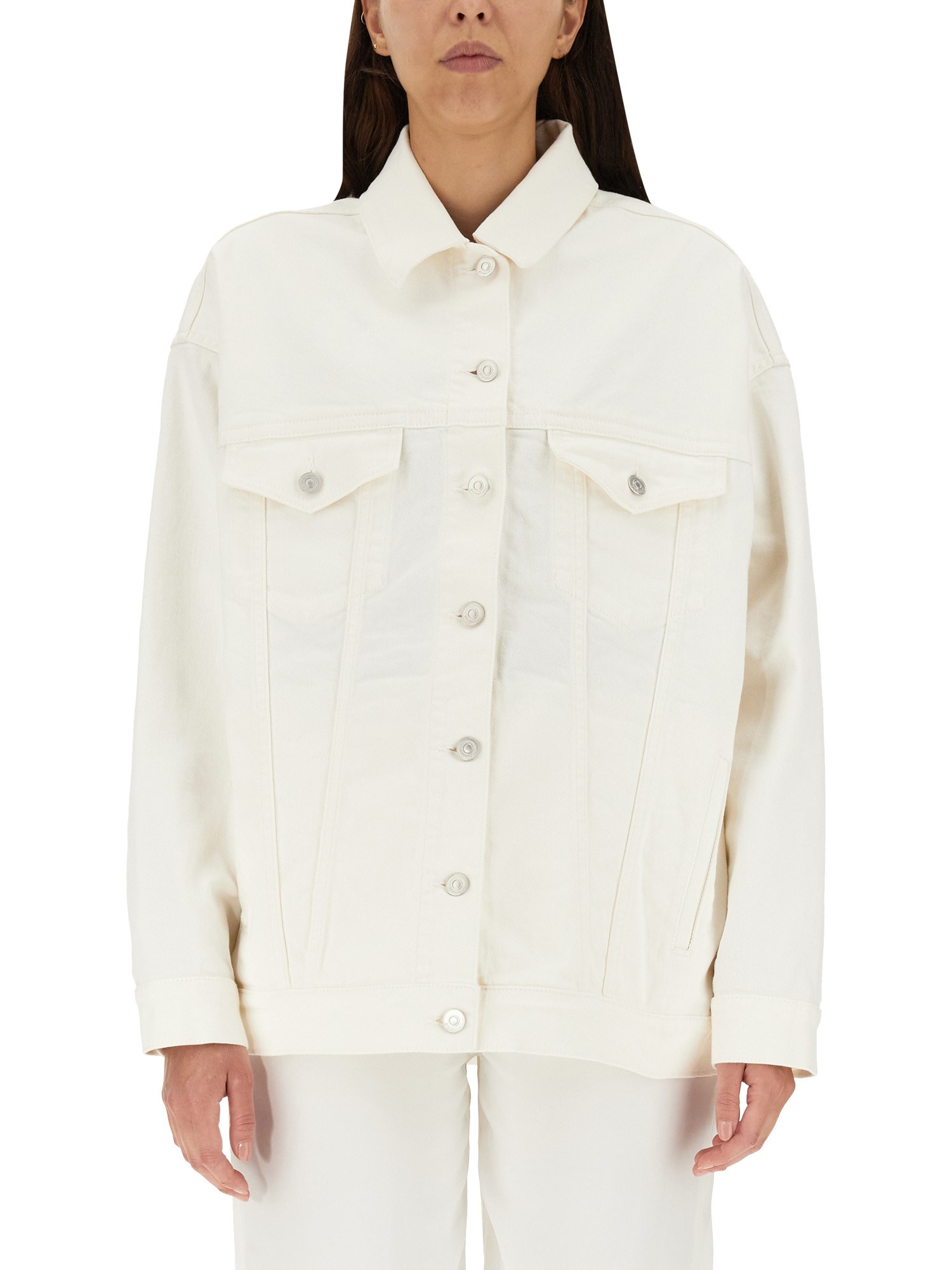 Givenchy Denim Oversize Jacket With Adjustable Hemline Straps In White