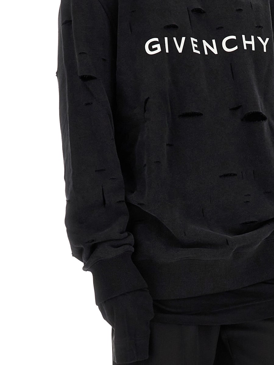 Shop GIVENCHY Givenchy hoodie in felpa with destroyed effect