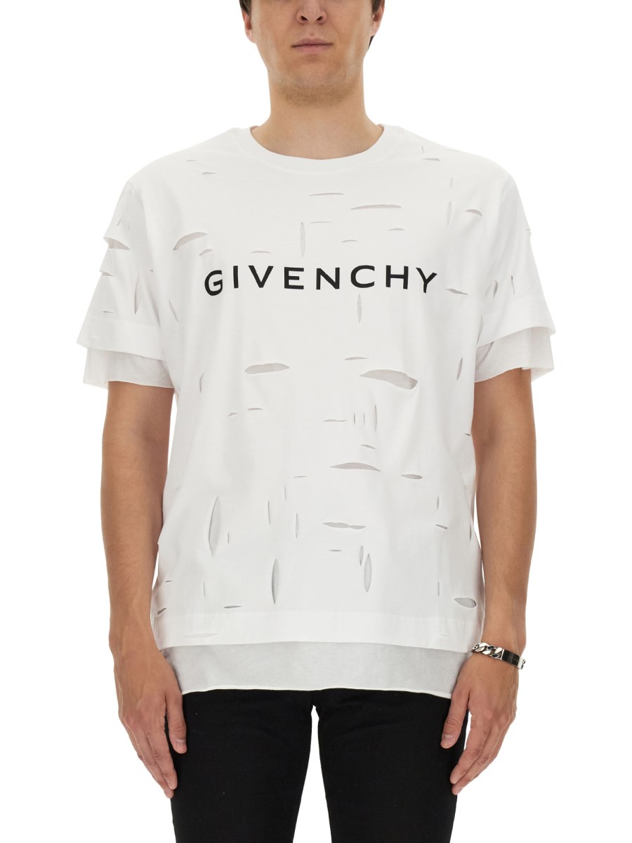 Givenchy white logo t shirt sale