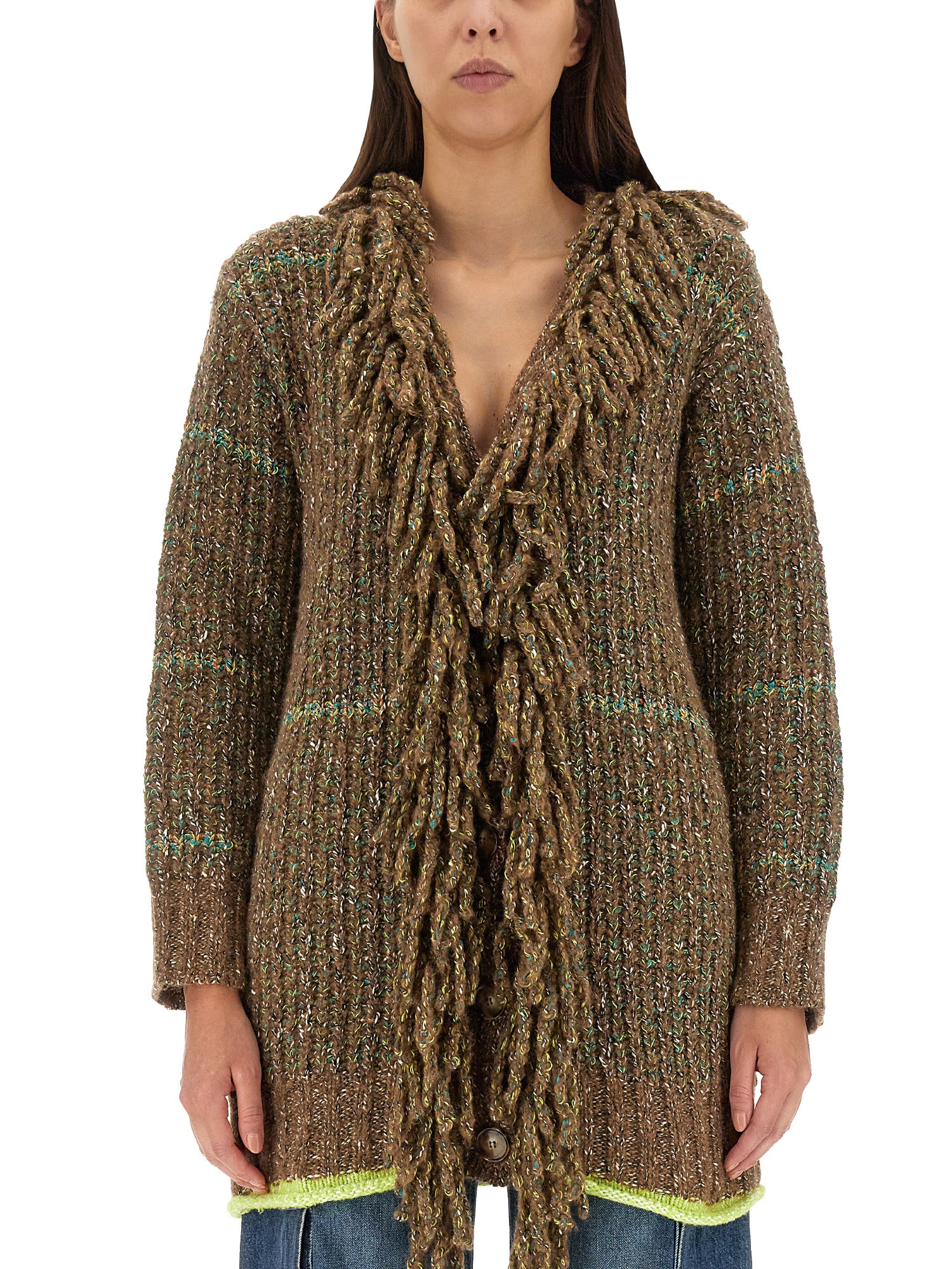 Stella Mccartney Stella Mc Cartney Multicoloured Cardigan With Fringes In Multicolour