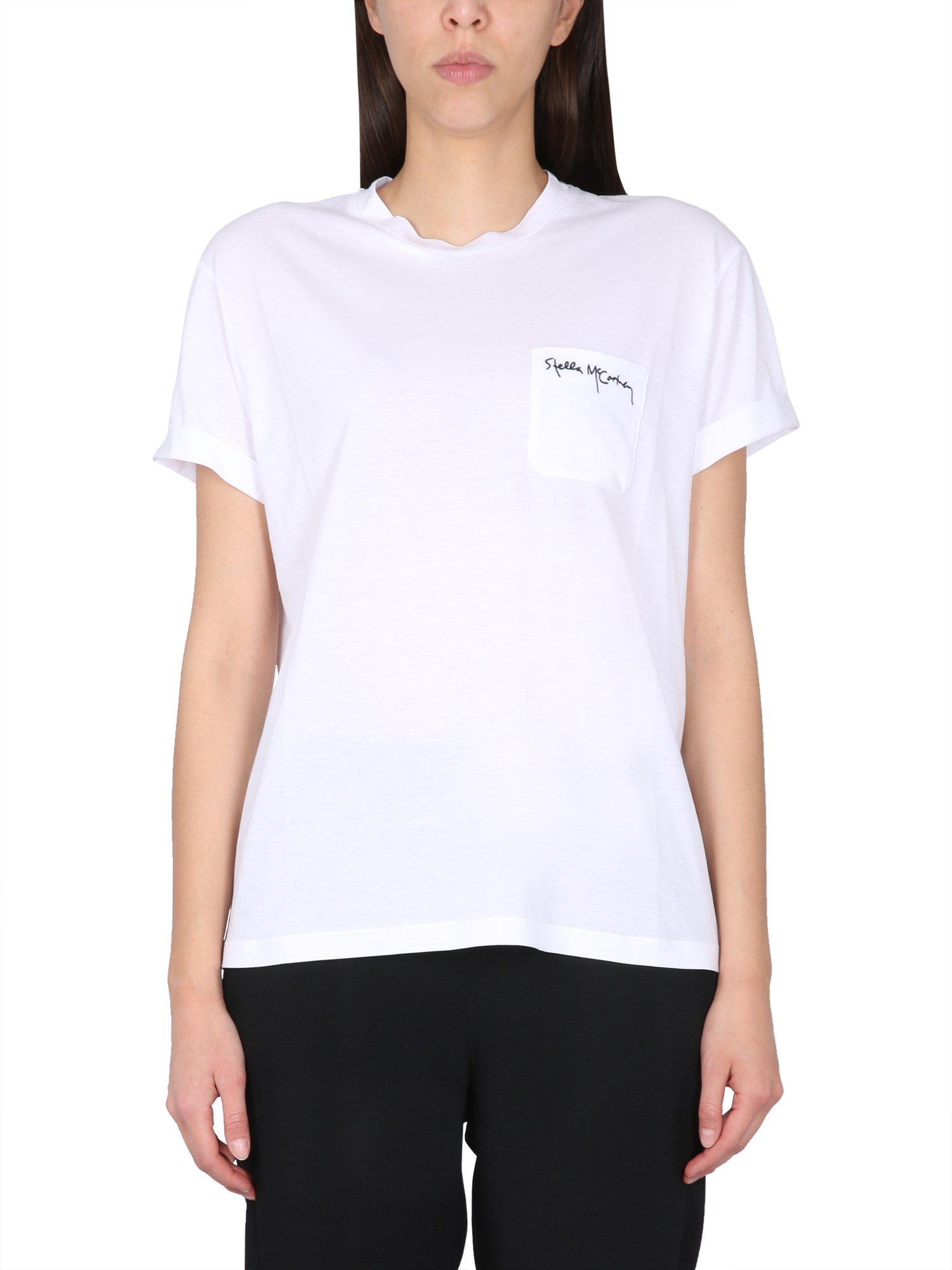 Shop Stella Mccartney T-shirt With Logo Embroidery In White