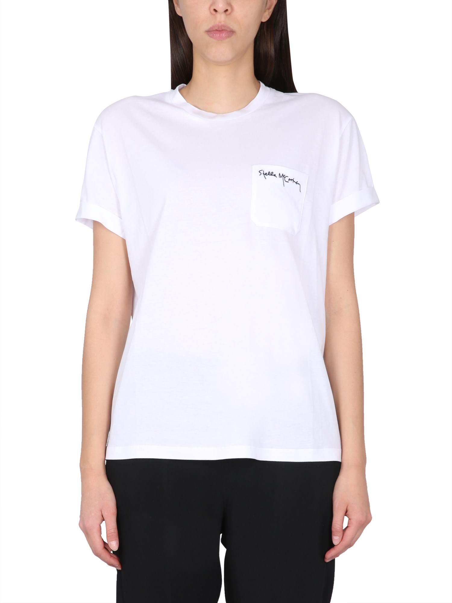 stella mccartney t-shirt with logo embroidery