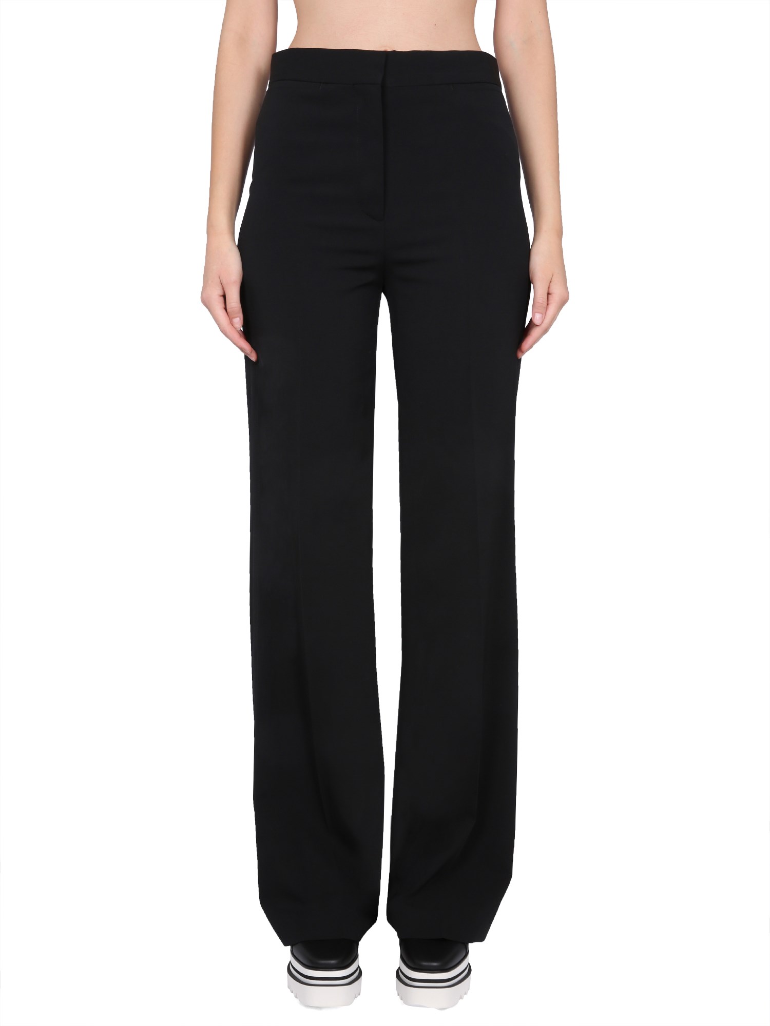 Stella Mccartney Wide-legged Tailored Pants With Zipper And Hook Closure In Black
