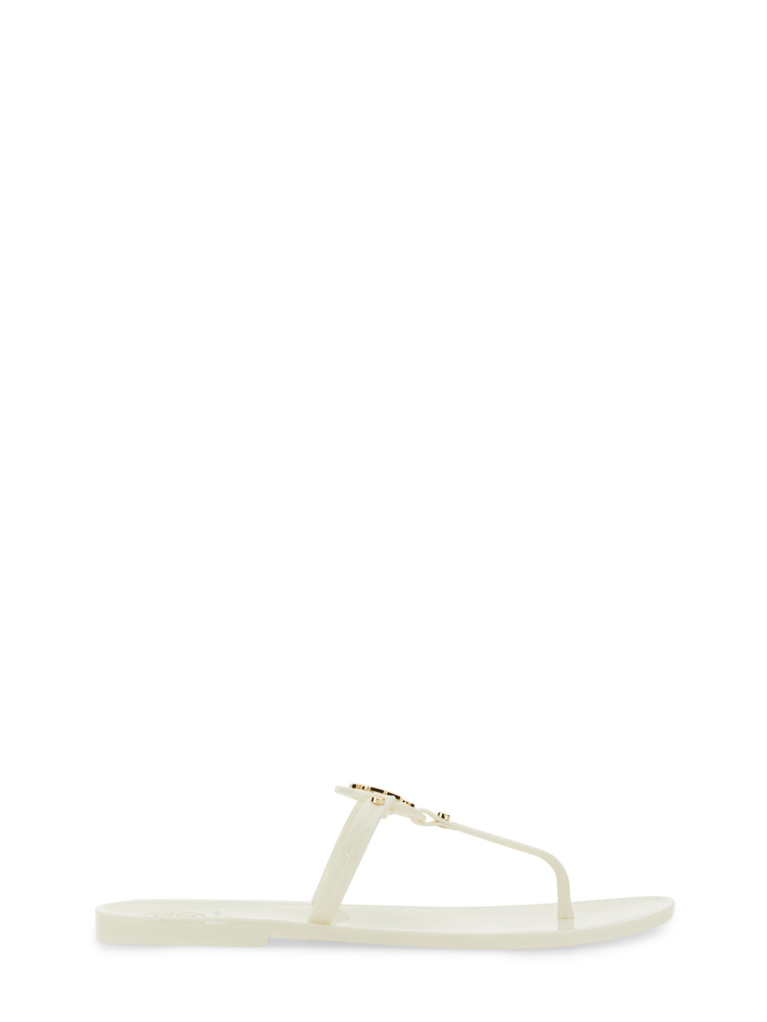 Tory Burch Roxane Jelly Logo-plaque Slides In Ivory