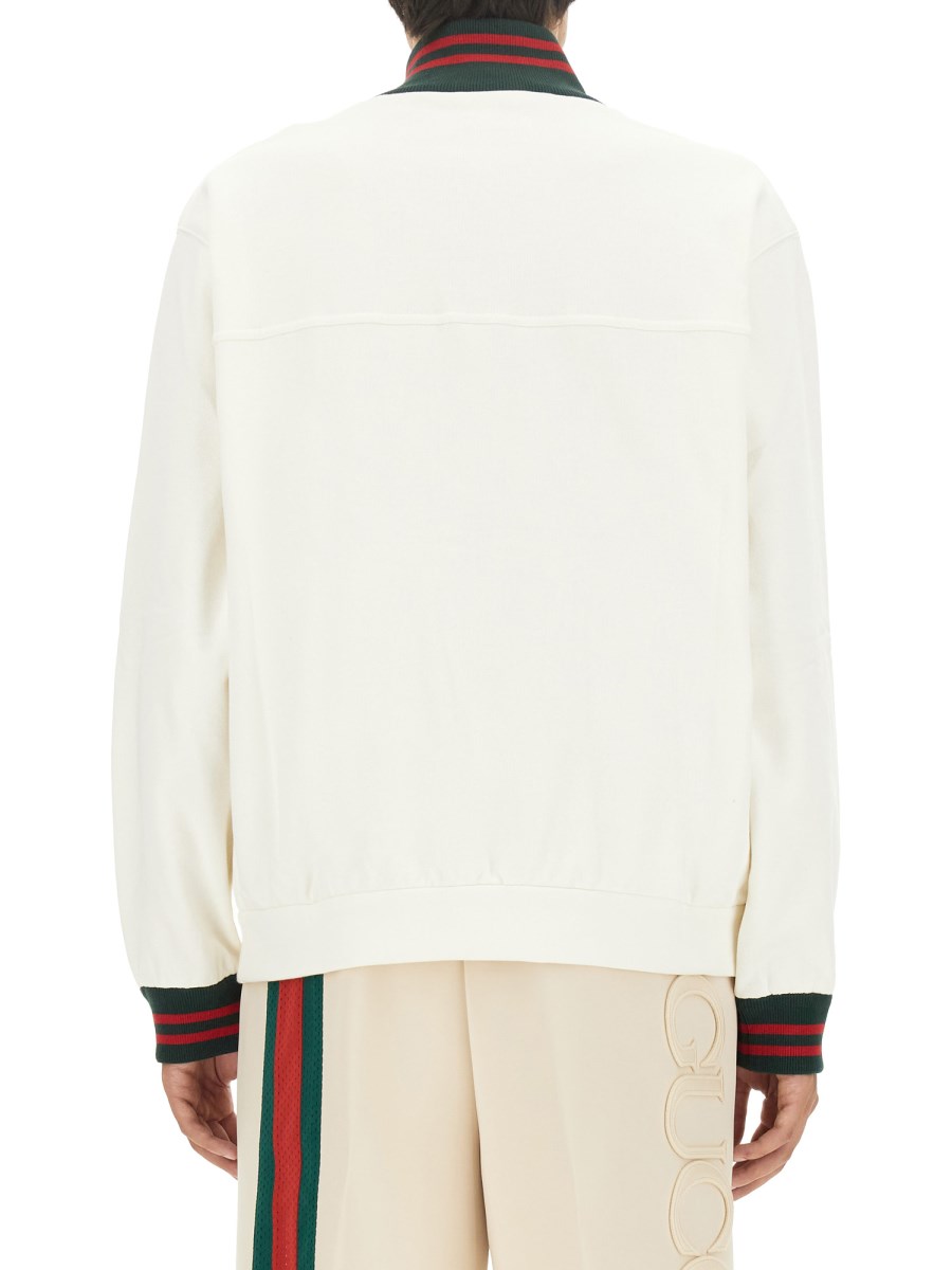 Gucci Twill Bomber Jacket in White