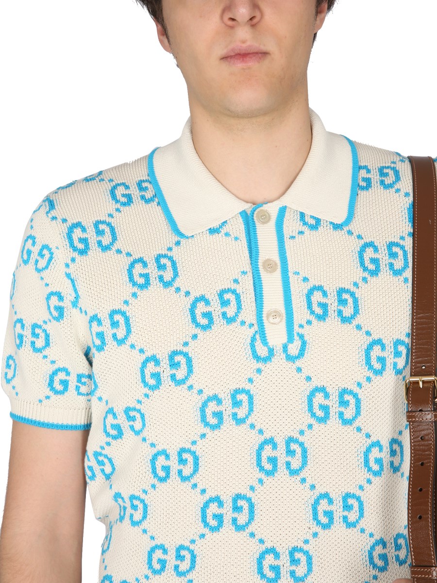 GUCCI - COTTON KNIT GG POLO SHIRT - Eleonora Bonucci