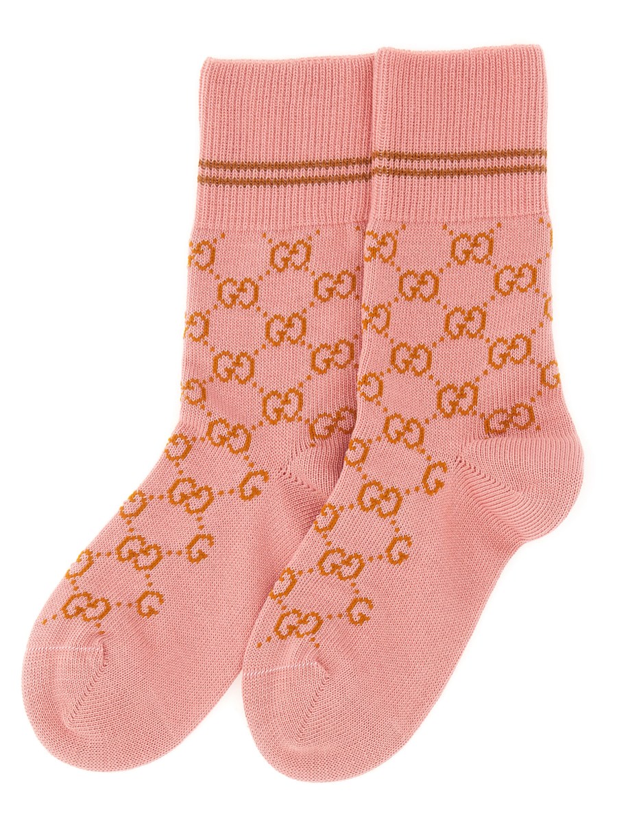 GUCCI - COTTON BLEND SOCKS WITH GG PATTERN - Eleonora Bonucci