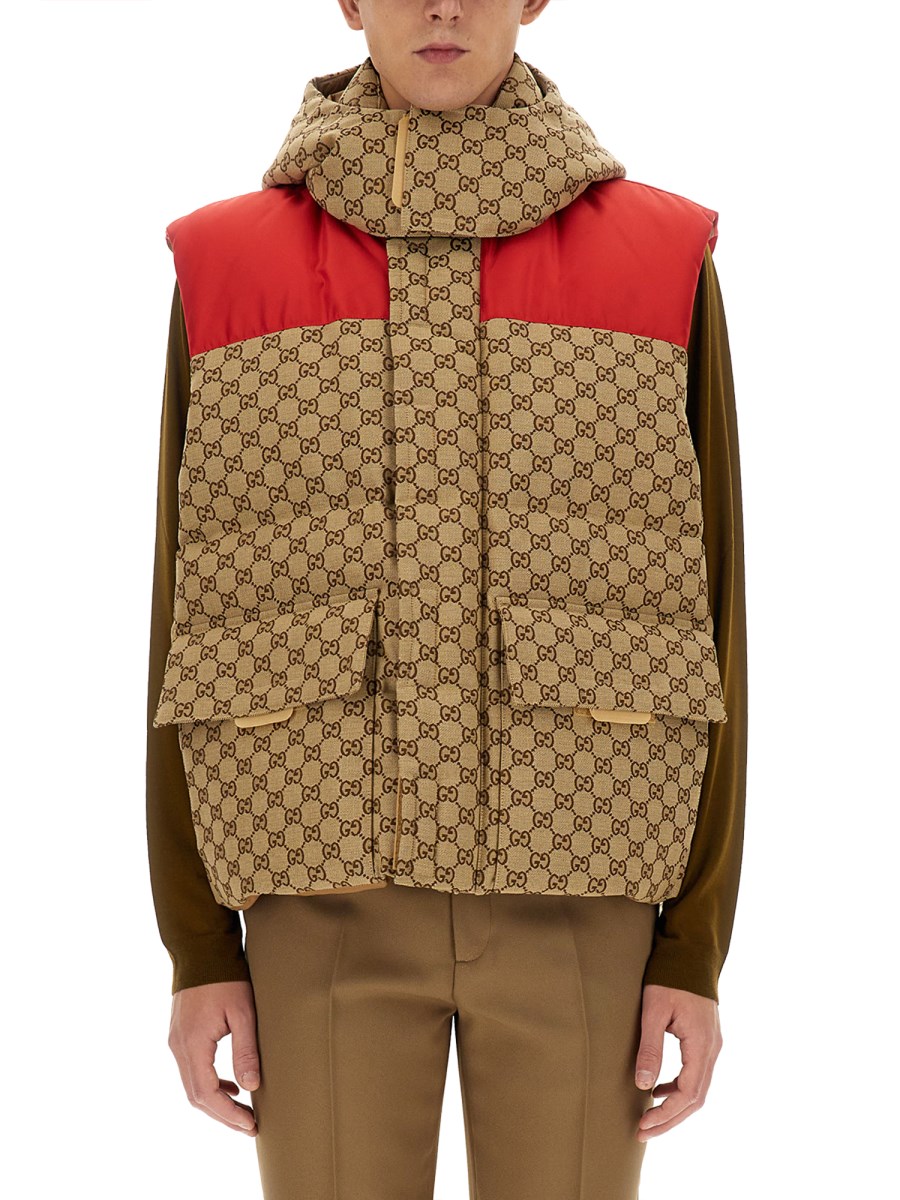 GUCCI SLEEVELESS DOWN JACKET IN COTTON FABRIC GG Eleonora Bonucci